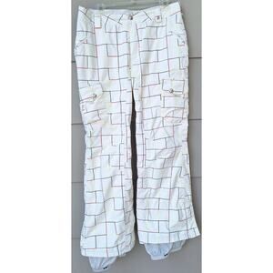 BURTON Lucky Women's Snowboard Ski Snow Pants Dry Ride White Plaid Size M $170